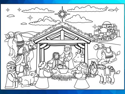 Nativity%20Scene%20Christmas%20Coloring%20Pages%20Worksheet%201-37530312 Craft - Christmas (5): Birth of Jesus - Nativity scene colouring page